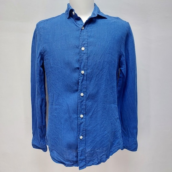 Charles Tyrwhitt Other - Charles Tyrwhitt Linen Shirt Men's Small Blue Slim Fit Long Sleeve Button Down